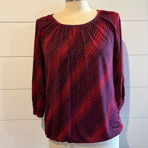 Michael Kors Red and Black Patterned Blouse